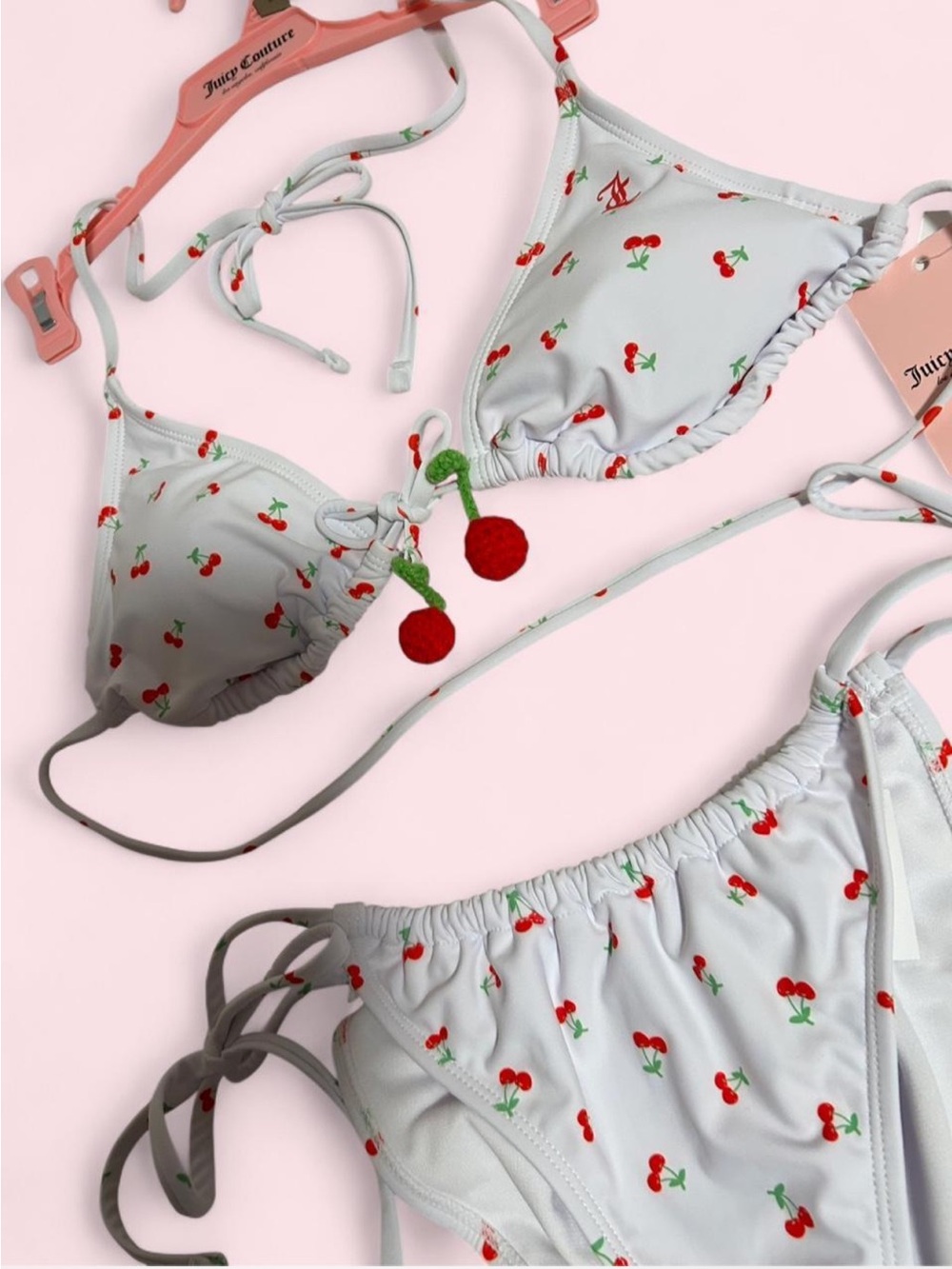 Juicy Couture Cherry Bikini With Crochet Cherries 🍒 🍒